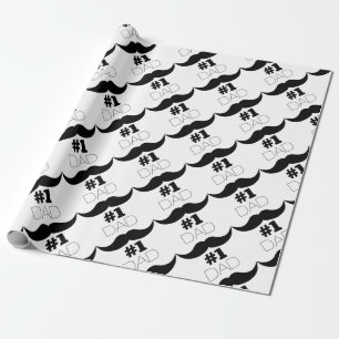#1 Dad Black Moustache - Number One Wrapping Paper