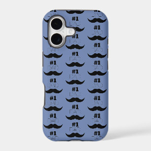 #1 Dad Blue and Black Moustache - Number One