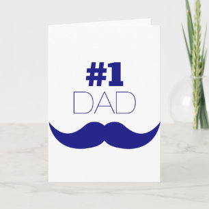 #1 Dad Blue Moustache - Number One Card