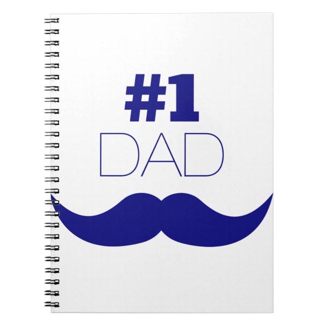 #1 Dad Blue Moustache - Number One Notebook (Front)