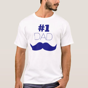 #1 Dad Blue Moustache - Number One T-Shirt