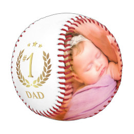 #1 Dad Fathers Day Custom Photos Baseball