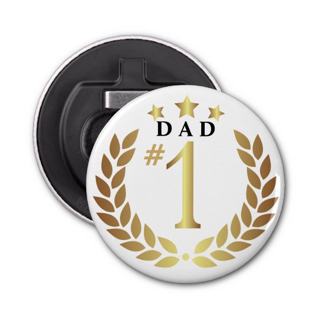 #1 DAD Gold Father's Day Bottle Opener (Front)