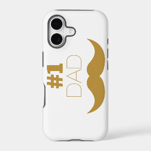 #1 Dad Gold Moustache - Number One