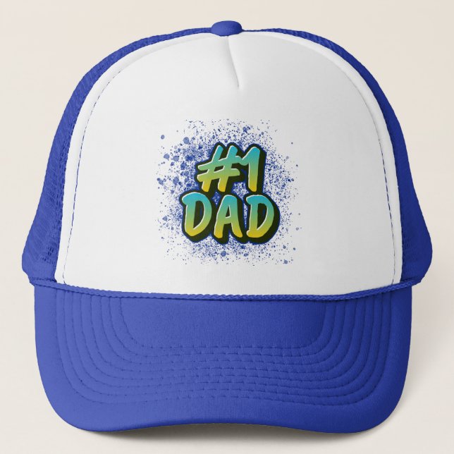 #1 DAD GRAFFITI INSPIRED  TRUCKER HAT (Front)