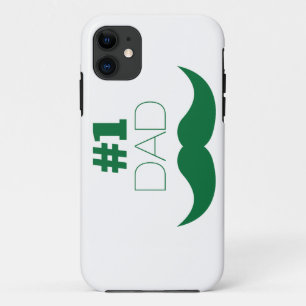 #1 Dad Green Moustache - Number One Case-Mate iPhone Case