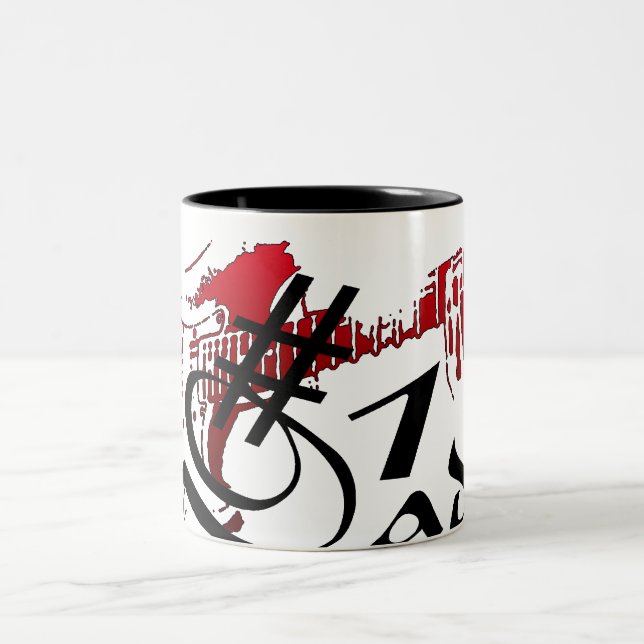 #1 Dad Guitar Red Two-Tone Coffee Mug (Center)