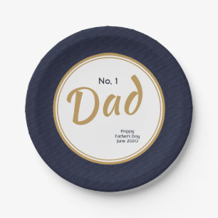 "#1 Dad" Happy Father's Day Party with Date Paper Plate