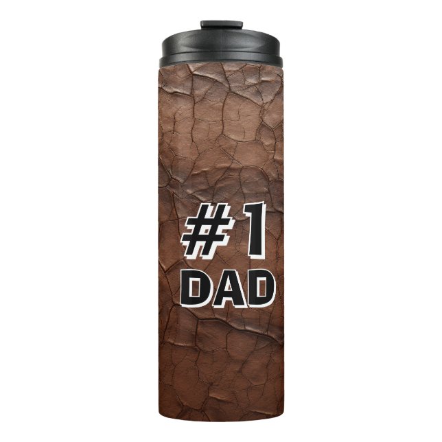 #1 Dad Leather-look Thermal Tumbler (Front)