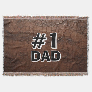 #1 Dad Leather-look Throw Blanket