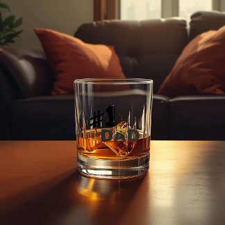 #1 Dad Love Personalized Whiskey Glass