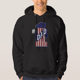 1 Dad Number One Dad Father's Day American Flag Pa Hoodie