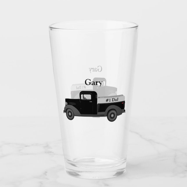 #1 Dad Old Truck Pint Drinking Glasses (Front)
