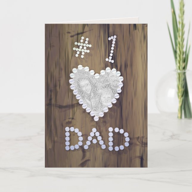 #1 Dad on Wood (photo frame) Card (Front)