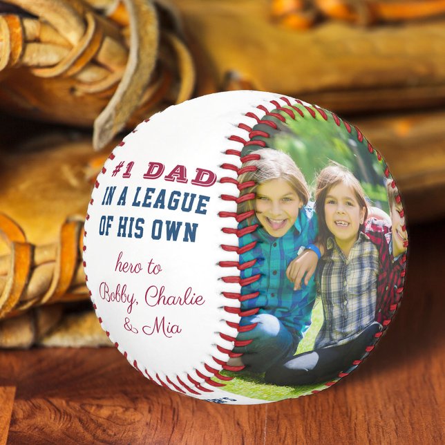 #1 Dad Quote Custom 2 Photo Personalised Baseball (Creator Uploaded)