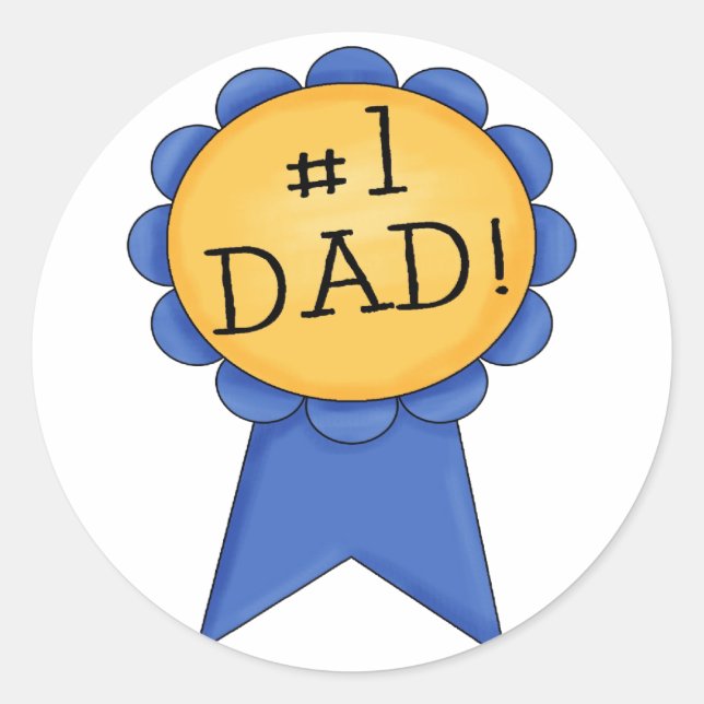#1 Dad (ribbon) Classic Round Sticker (Front)