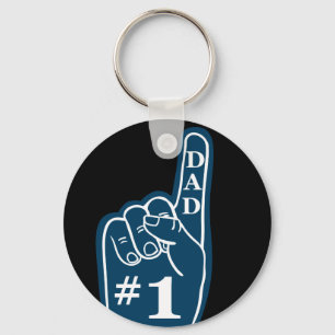 #1 Dad Sports Fan Hand in Navy Key Ring