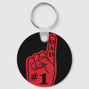 #1 Dad Sports Fan Hand in Red Key Ring