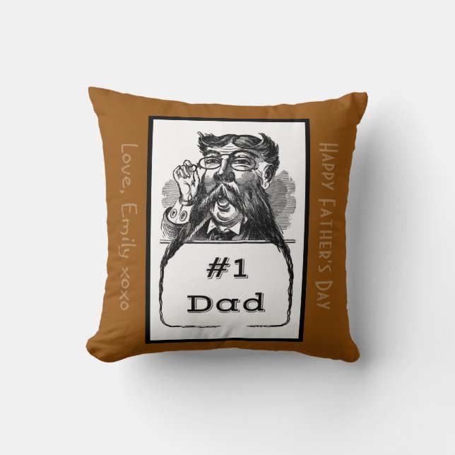 #1 Dad Vintage Drawing Cushion (Front)
