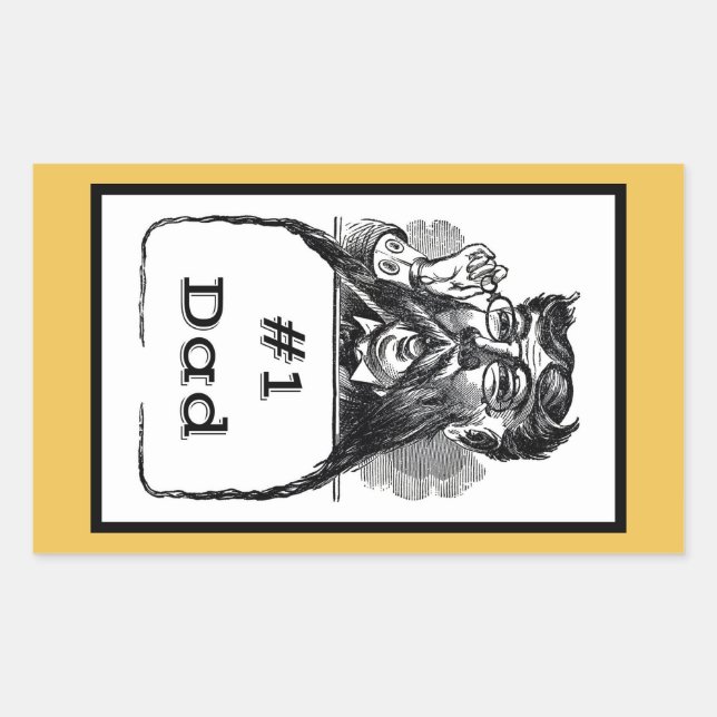 #1 Dad Vintage Drawing Rectangular Sticker (Front)