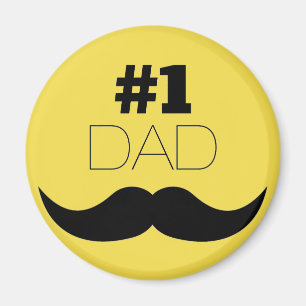 #1 Dad Yellow Moustache - Number One Magnet