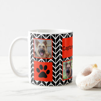 #1 Dog Dad Photo Collage Black and White Zig Zag Coffee Mug