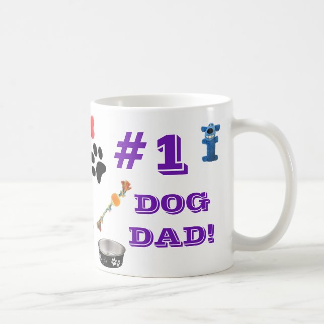 #1 Dog Dad With Dog Toy Graphics Coffee Mug (Right)