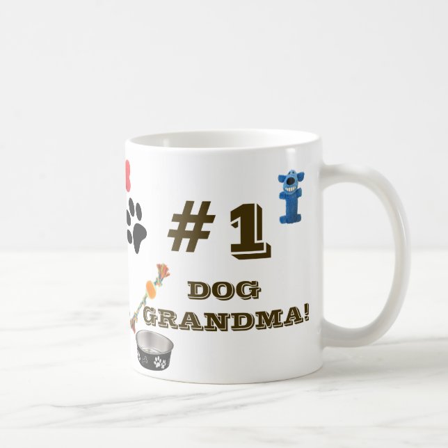 #1 Dog Grandma With Dog Toy Graphics Coffee Mug (Right)