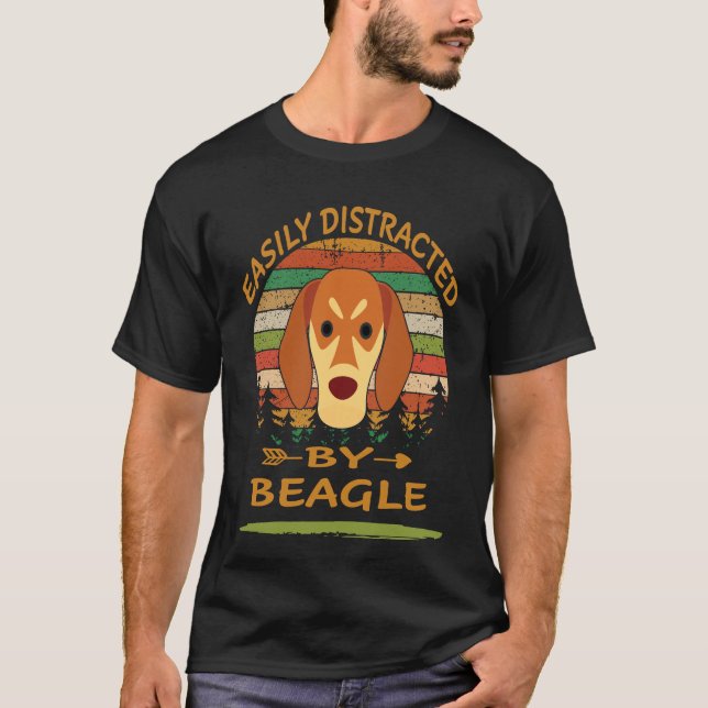 1 Easily Distracted By Beagle T-Shirt (Front)
