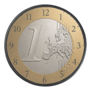 1 Euro Coin Golden Metallic European Map Art Hockey Puck