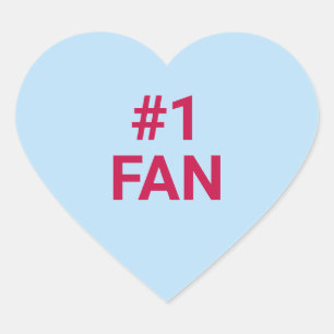 #1 fan blue cute fun Valentine's Day conversation Heart Sticker