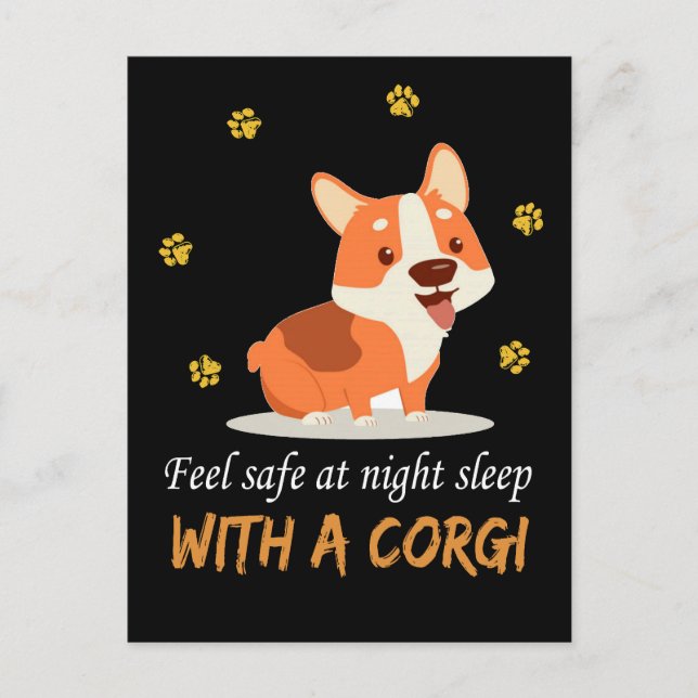 1 Feel Safe At Night Sleep With A Corgi Postcard (Front)