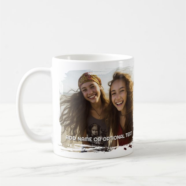 1 Full Photo and Text - Horizontal Brushstroke Coffee Mug (Left)