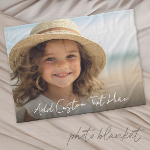 1 Full Photo and Text - Horizontal Landscape Fleece Blanket
