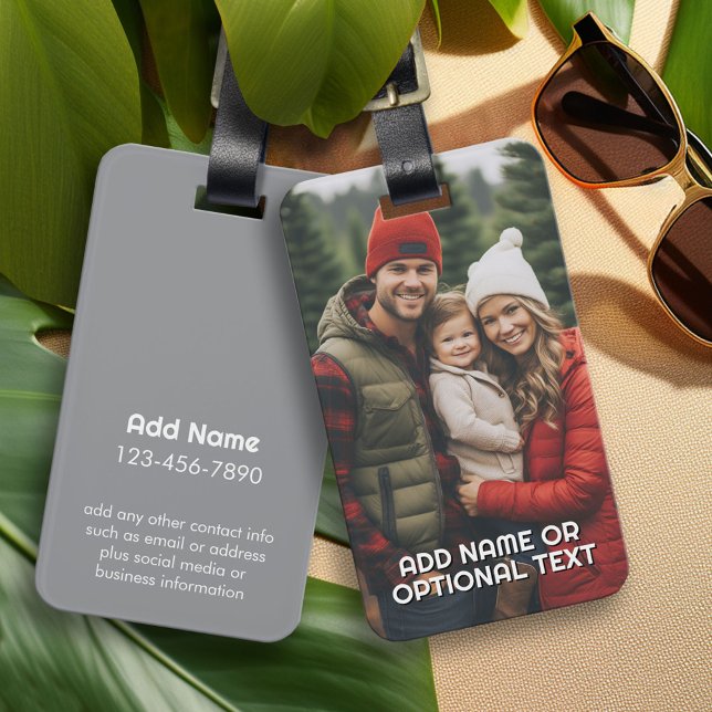 1 Full Photo and Text - Info on Back Luggage Tag (Custom Photo Collage Luggage Tag)