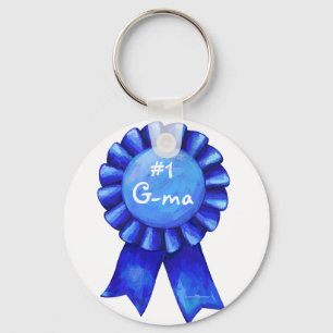#1 Grandma Blue Ribbon Keychain