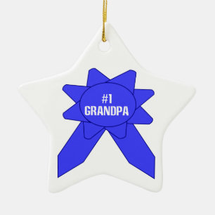 #1 Grandpa Blue Ribbon Ceramic Tree Decoration