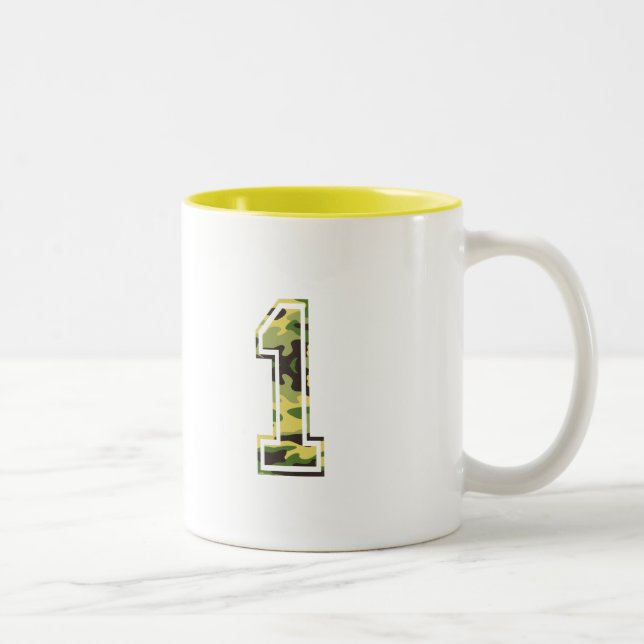 #1 Green & Yellow Camo Two-Tone Coffee Mug (Right)