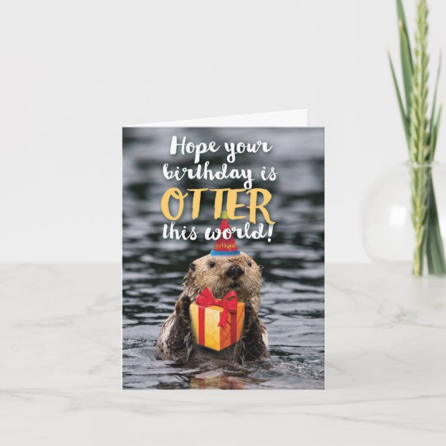 1 Happy Birthday Card - Otterly Awesome E (Front)