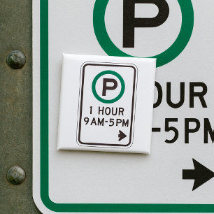 1 Hour Parking Sign For Controlled Parking Zones  15 Cm Square Badge