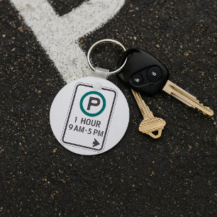 1 Hour Parking Sign For Controlled Parking Zones  Key Ring