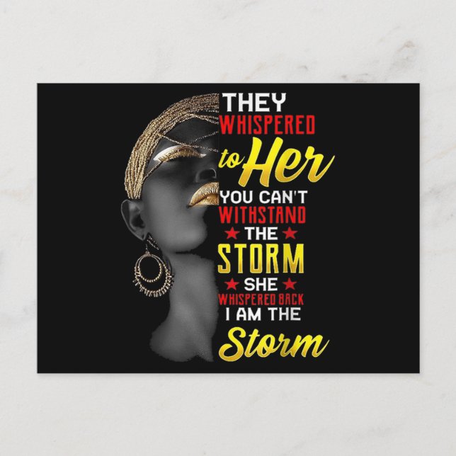 1 I Am The Strong African Queen Girls Black Histor Invitation Postcard (Front)
