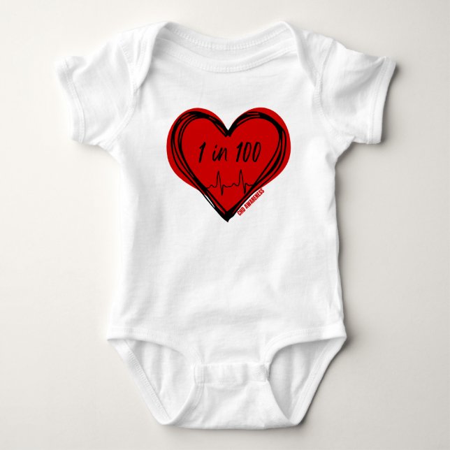 1 in 100 CHD Awareness Baby Bodysuit (Front)