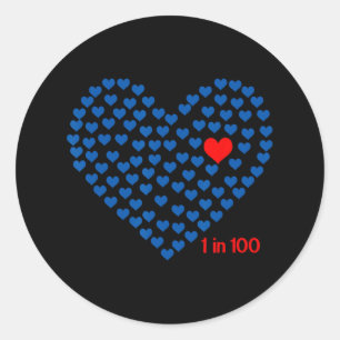 1 In 100 Congenital Heart Disease Awareness Chd Ou Classic Round Sticker