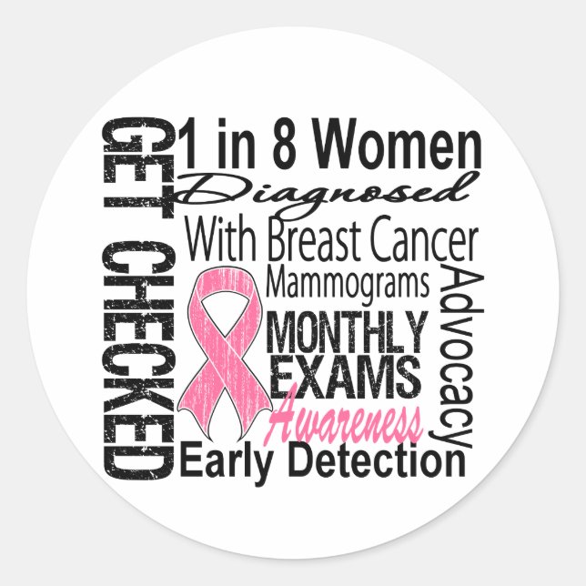 1 in 8 Women - Breast Cancer Awareness Classic Round Sticker (Front)