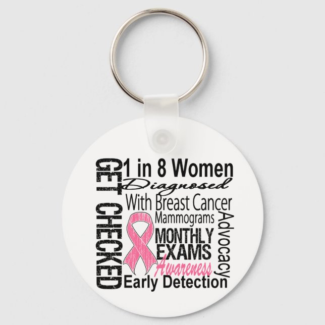 1 in 8 Women - Breast Cancer Awareness Key Ring (Front)