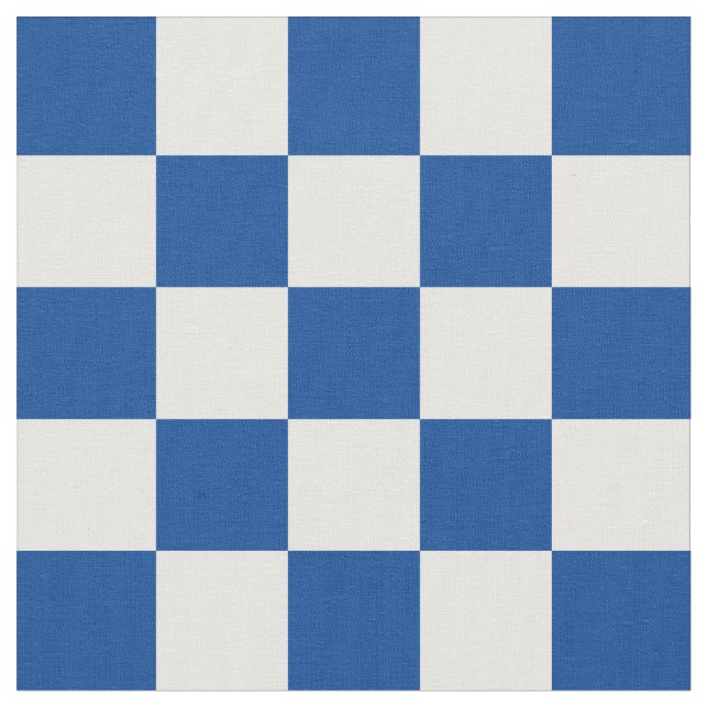 1 Inch Checks Deep Blue and White Chequerboard Fabric (Close Up)