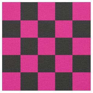 1 Inch Checks Hot Pink and Black Chequerboard Fabric
