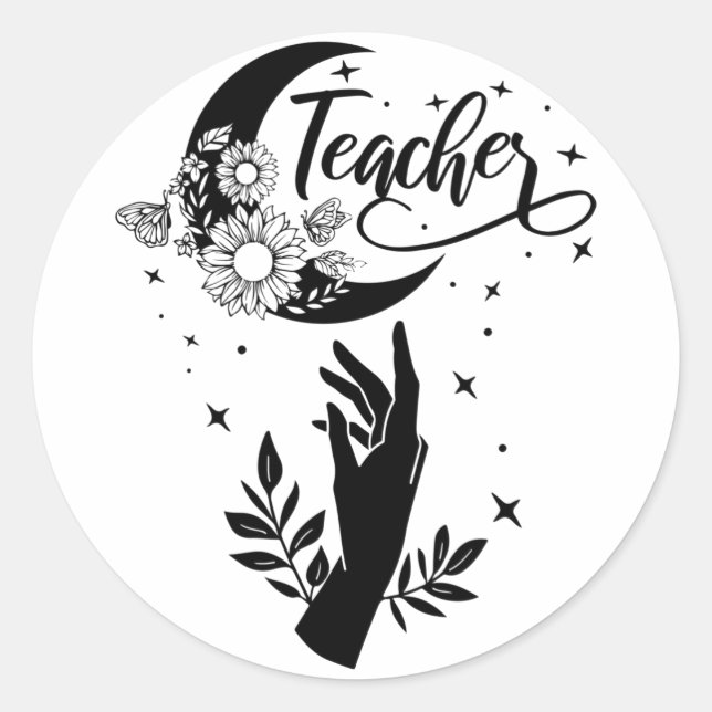 1- Inspirational Teacher Shirt, Minimalist Teacher Classic Round Sticker (Front)