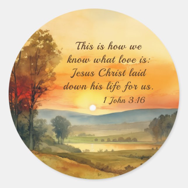 1 John 3:16 Jesus laid down his life for us Bible Classic Round Sticker (Front)